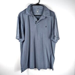 IZOD Jeans Polo Shirt Mens Large Blue Short Sleeve Cotton Casual Golf Tee